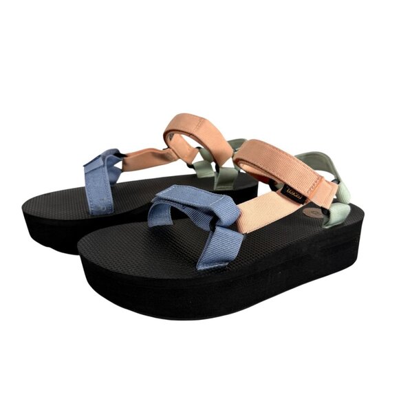 Teva Flatform Universal Multicolor Sherbet Platform Wedge Sandals Women's Size 8 - Picture 1 of 7